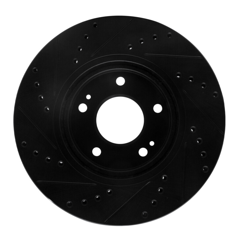 Hyundai Santa Fe Brake Rotor (1) - Front Right - R1 Concepts - Drilled & Slotted - Black - `01-`06